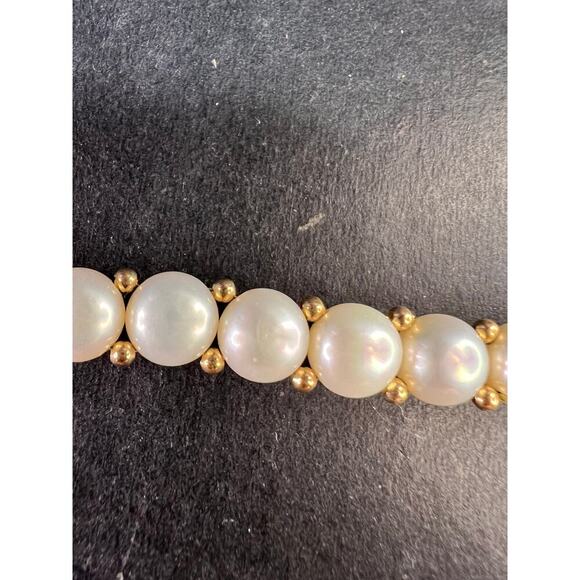 Vintage 14k gold freshwater pearl bracelet - Picture 8 of 14